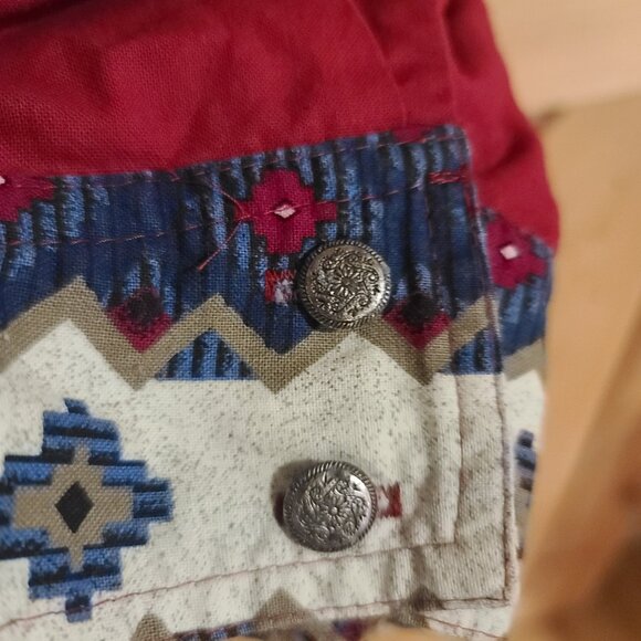 Vintage Wrangler Western Wear Cotton Aztec Button Rodeo Shirt Women’s X Large - Picture 5 of 16